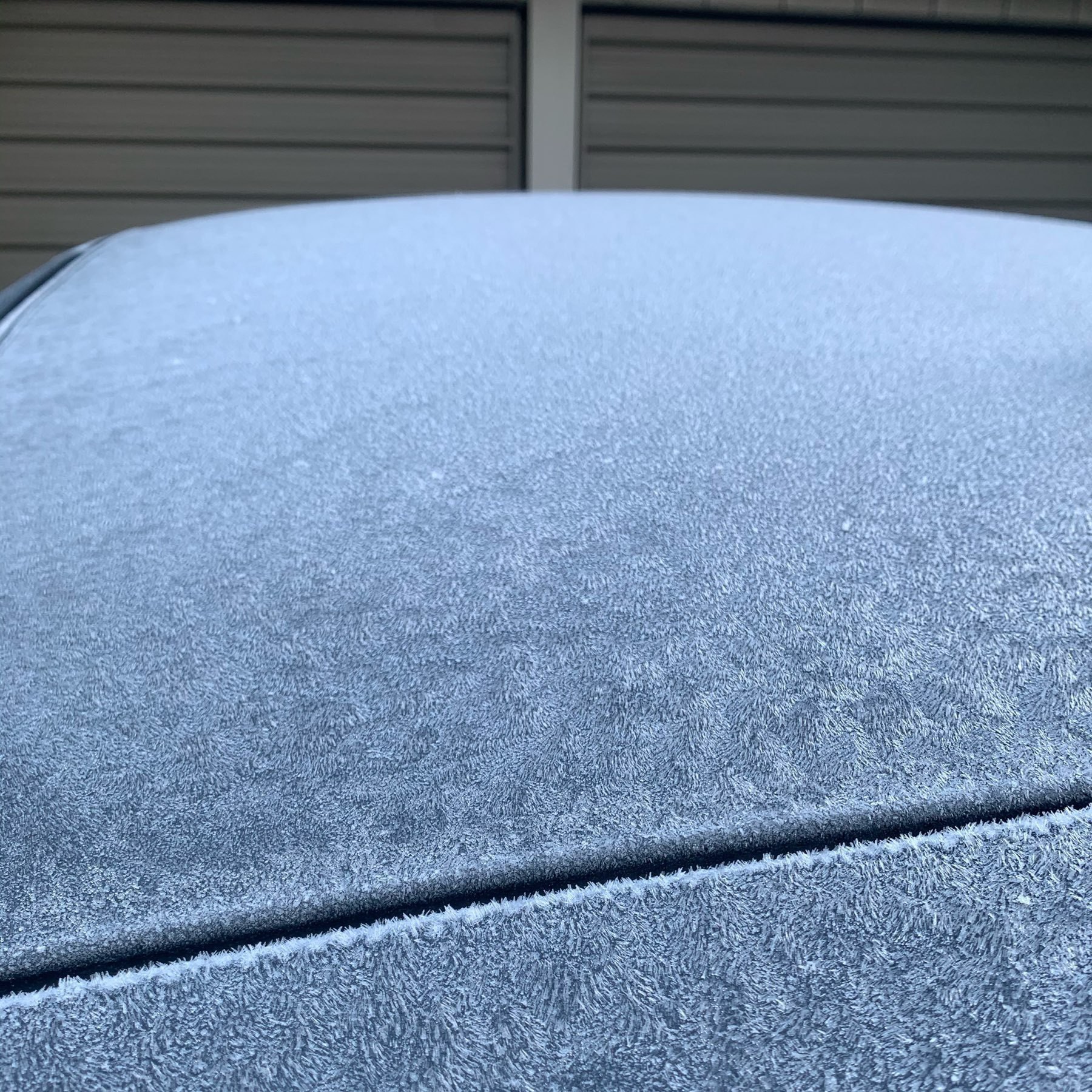 Our car with frost on the roof