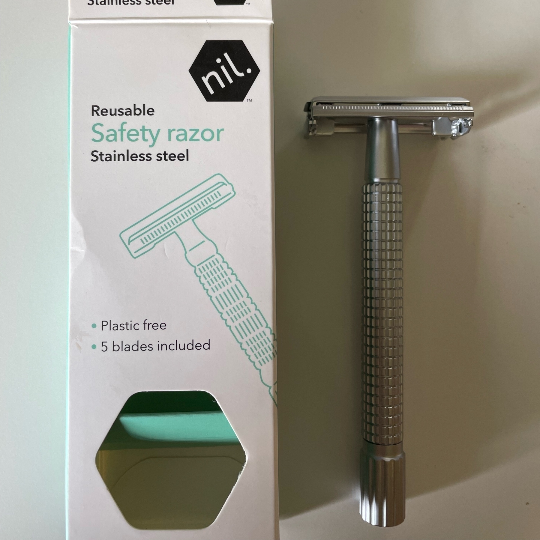 A nil brand safety razor. zero plastic, totally recyclable including the replacement blades.  
