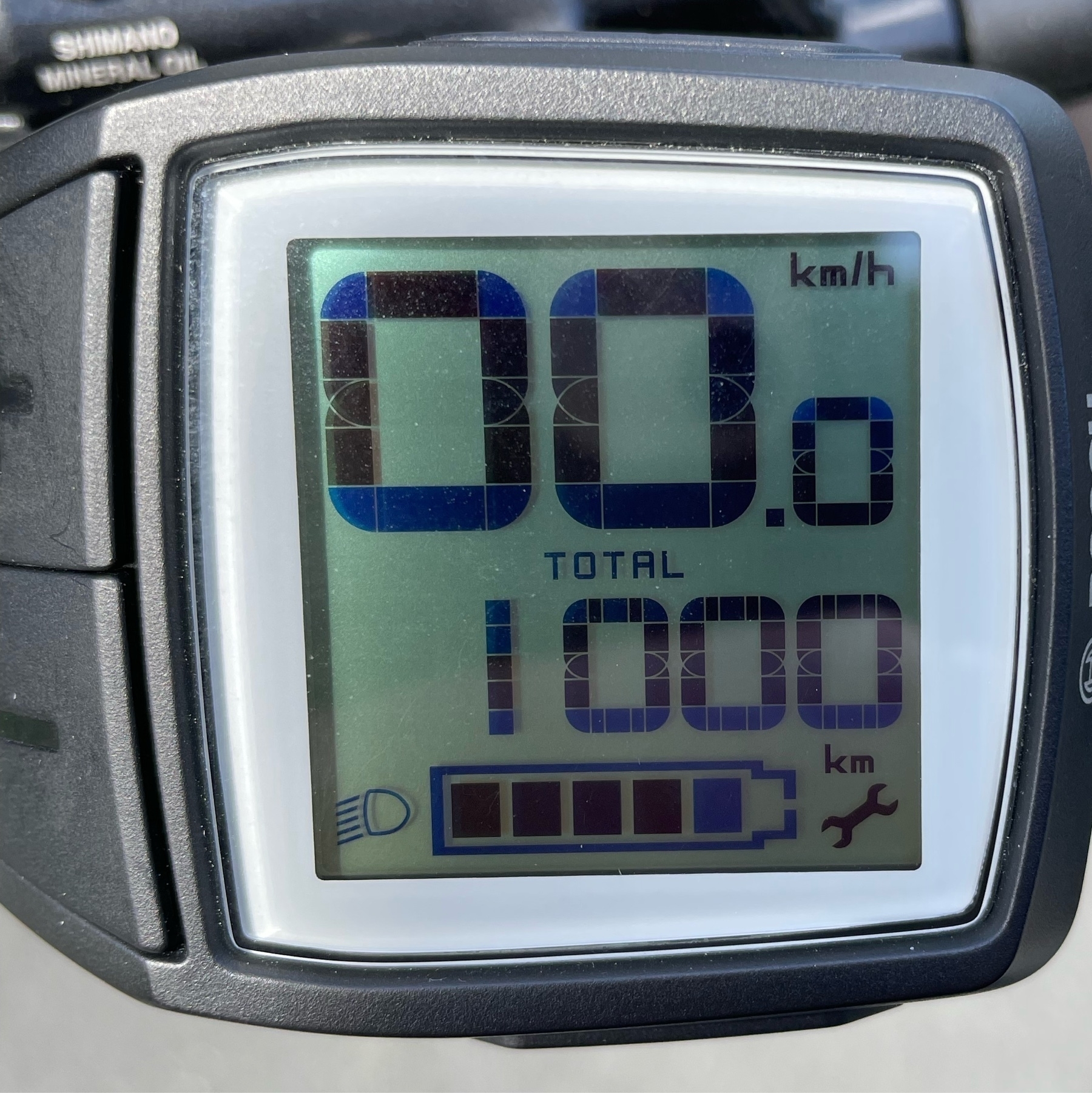 The display on my eBike showing it at exactly 1,000 km.